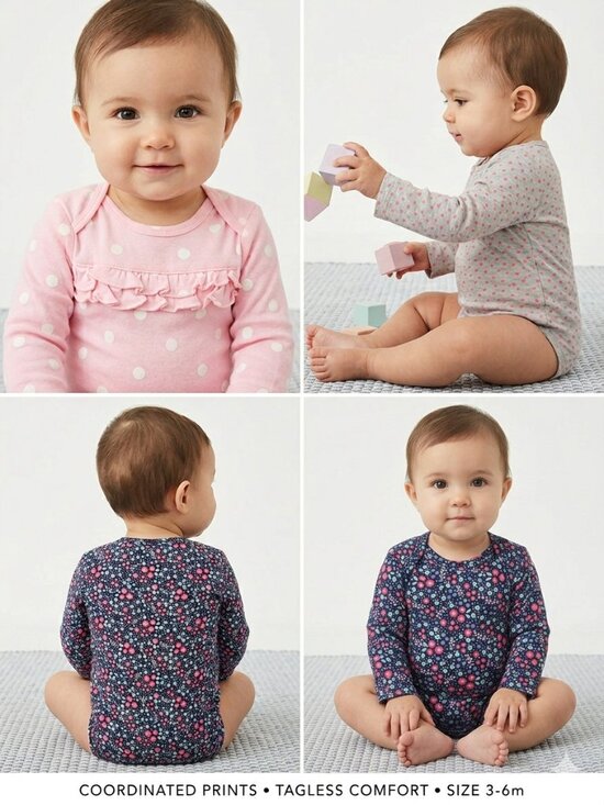 Child Of Mine By Carter's Other - NEW Carter's Child of Mine 6pk Baby Girl Bodysuit Bundle | Newborn & 3-6 months